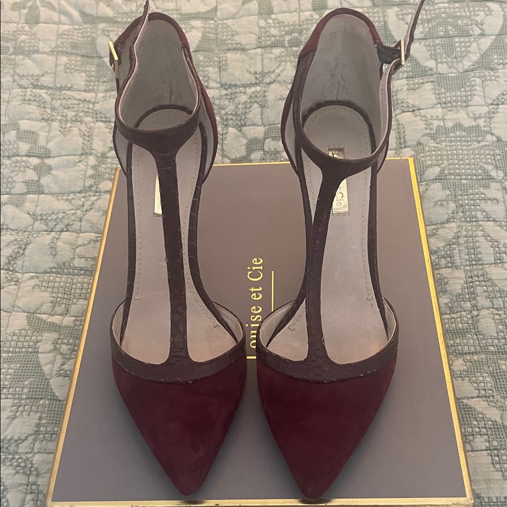 Louise et Cie Dark Red T-Strap Heels